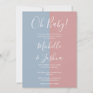 Invitación Fiesta de Revelación de Género Oh Baby Azul y Rosa