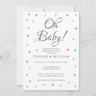 Invitación Fiesta de Revelación de Género Oh Baby Blue Pink H