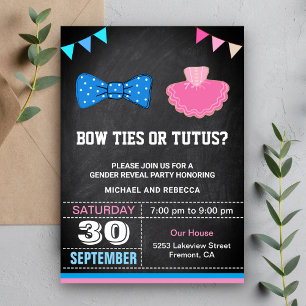Invitación Fiesta de Revelación de Género Pajaritas o Tutús