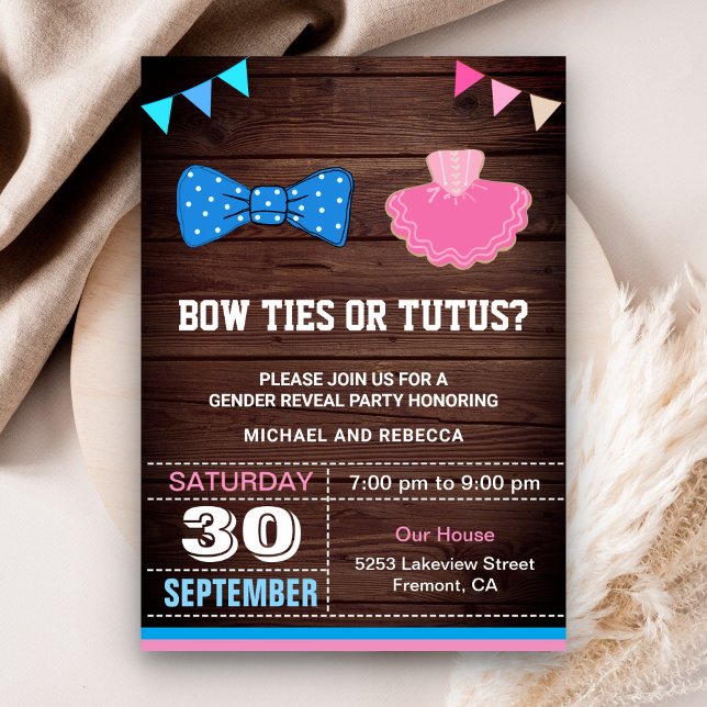 Invitación Fiesta de Revelación de Género Pajaritas o Tutús (Subido por el creador)