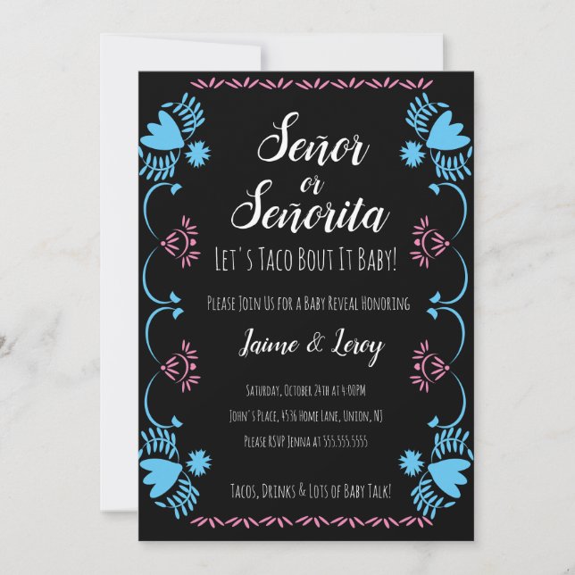 Invitación Fiesta de Revelación de Género Papel Picado (Anverso)