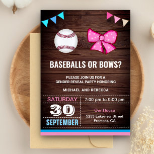 Invitación Fiesta de Revelación de Género: Pelotas de Béisbol