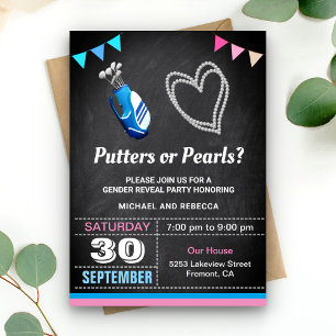 Invitación Fiesta de Revelación de Género Putters o Perlas