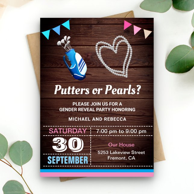 Invitación Fiesta de Revelación de Género Putters o Perlas (Subido por el creador)