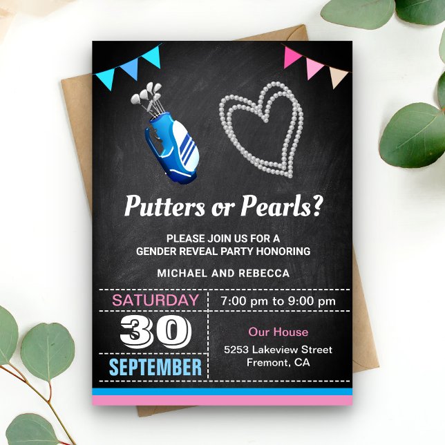 Invitación Fiesta de Revelación de Género Putters o Perlas (Subido por el creador)