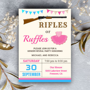 Invitación Fiesta de Revelación de Género Rifles o Ruffles