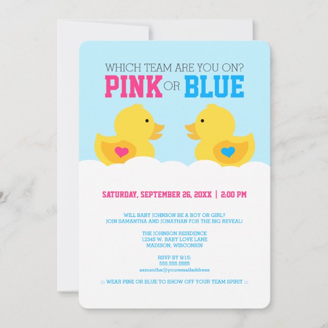 Invitación Fiesta de revelación de género rosa o azul dudoso  (Anverso)