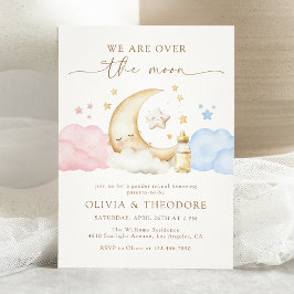 Invitación Fiesta de revelación de género rosa y azul en la l