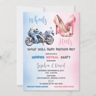 Invitación Fiesta de Revelación de Género: Ruedas o Tacones