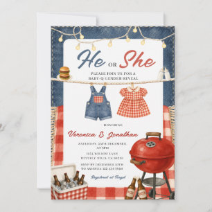 Invitación Fiesta de Revelación de Género Rustica BBQ en el P