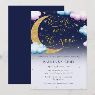 Invitación Fiesta de revelación de género sobre la luna