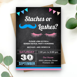 Invitación Fiesta de Revelación de Género Staches o Pestañas