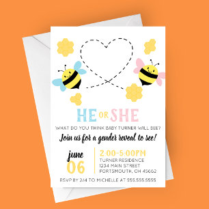 Invitación Fiesta de Revelación de Género Temática de Bee