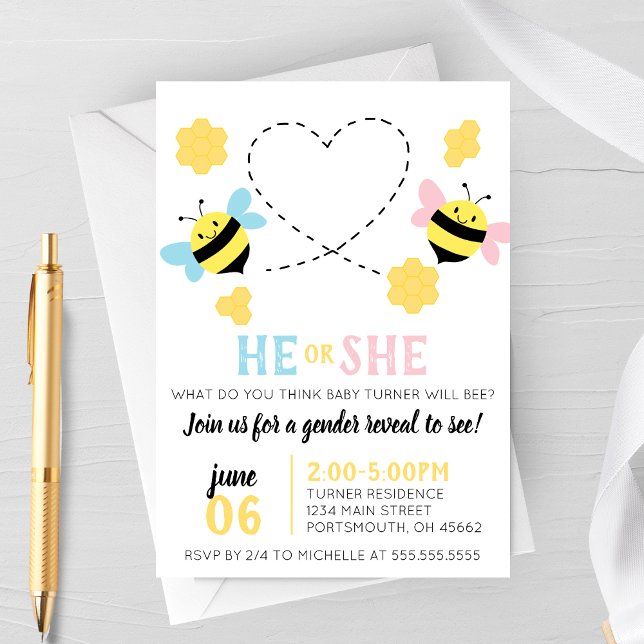 Invitación Fiesta de Revelación de Género Temática de Bee (Subido por el creador)