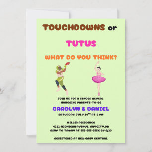 Invitación Fiesta de Revelación de Género Touchdowns o Tutus