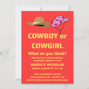 Invitación Fiesta de Revelación de Género Vaquero Vaquera