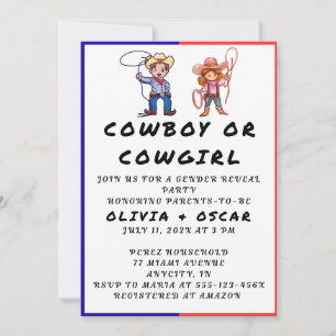 Invitación Fiesta de Revelación de Género Vaquero Vaquera