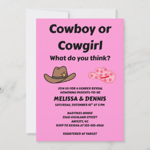 Invitación Fiesta de Revelación de Género Vaquero Vaquera