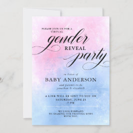 Invitación Fiesta de revelación de género virtual rosa y azul