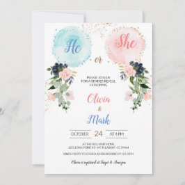 Invitación Fiesta de revelación de los globos de flores