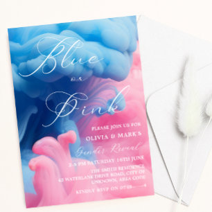 Invitación Fiesta de revelación de sexo de bebé azul y rosa d