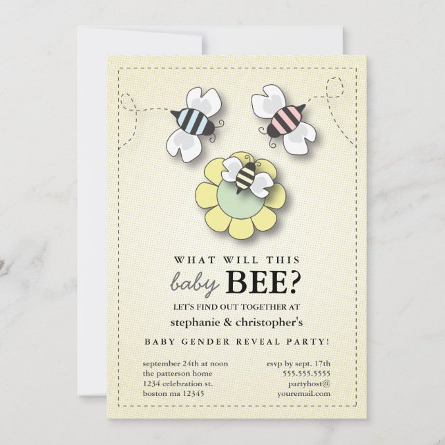Invitación Fiesta de revelación de sexo de bebé feliz de las  (Anverso)