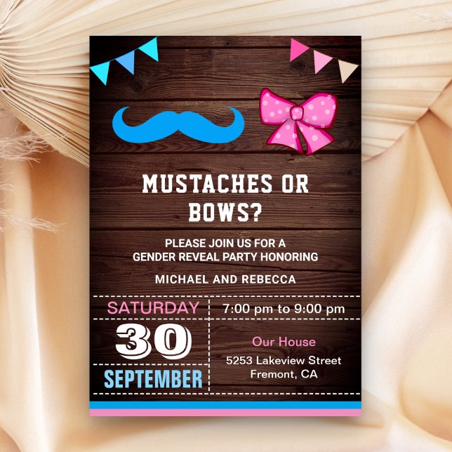 Invitación Fiesta de revelación de sexo de bigotes o vacas (Subido por el creador)