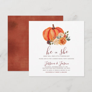 Invitación Fiesta de revelación de sexo de calabaza Naranja q