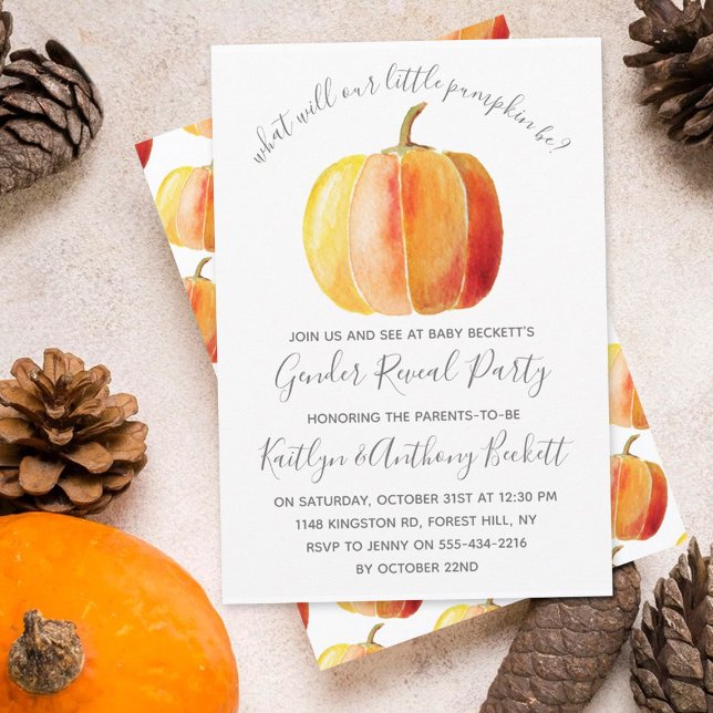 Invitación Fiesta de revelación de sexo de calabaza pequeña (Subido por el creador)