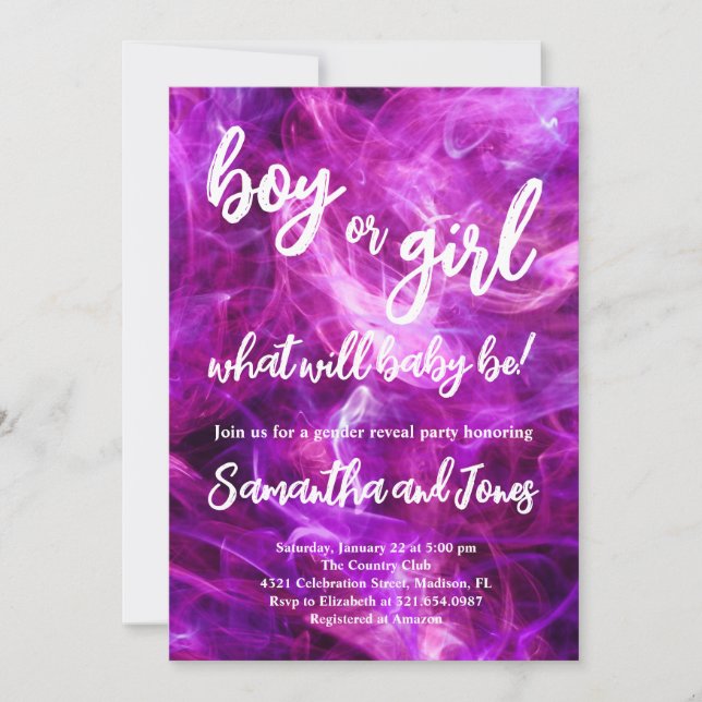 Invitación Fiesta de revelación de sexo de niño o Chica (Anverso)