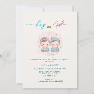Invitación Fiesta de revelación de sexo de niño o Chica