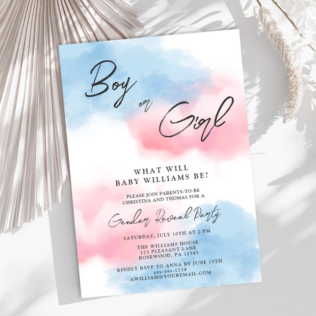 Invitación Fiesta de revelación de sexo de niño o Chica moder (Subido por el creador)