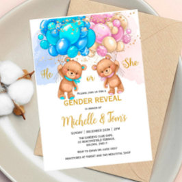 Invitación Fiesta de revelación de sexo de osito de peluche