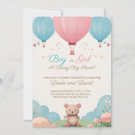 Invitación Fiesta de revelación de sexo de oso de peluche azu