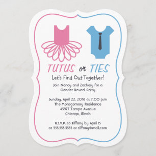 Invitación Fiesta de revelación de sexo de tutus o vínculos