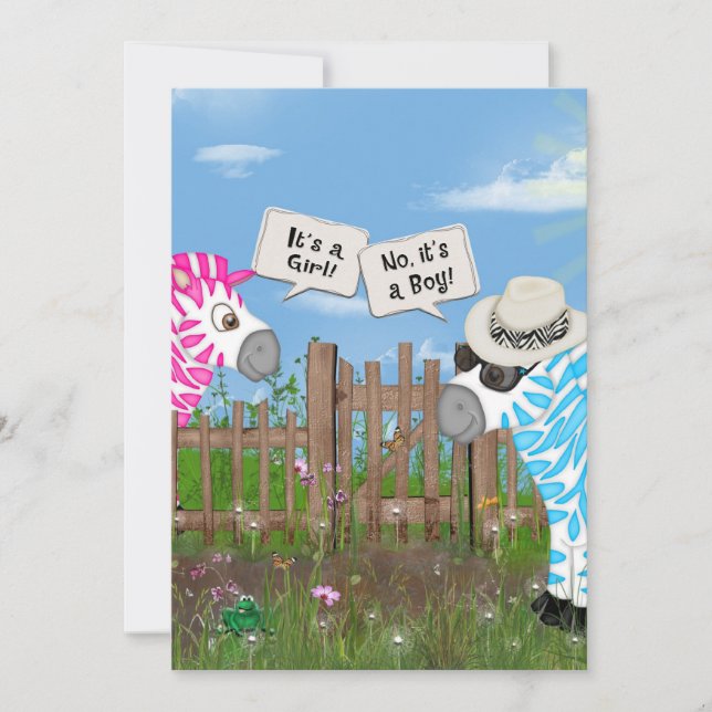 Invitación Fiesta de revelación de sexo del bebé (Anverso)