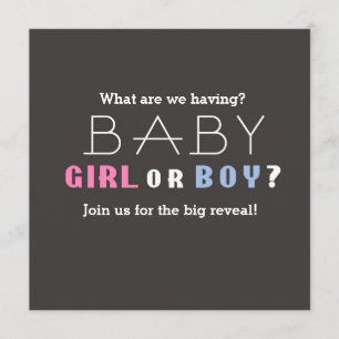 Invitación Fiesta de Revelación de Sexo Niño o Niña para Baby