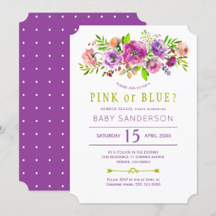 Invitación Fiesta de revelación del sexo del bebé con verde m