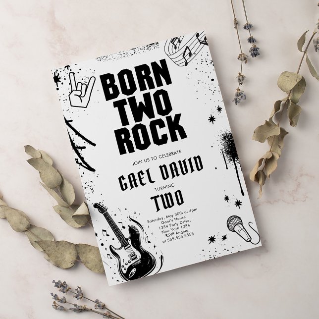 Invitación Fiesta de rock y rollo nacido dos cumpleaños de ro (Subido por el creador)