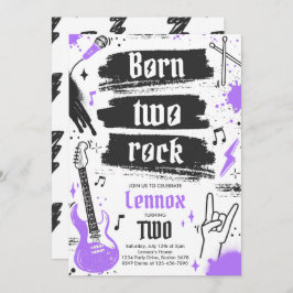 Invitación Fiesta de rock y rollo nacido dos cumpleaños de ro