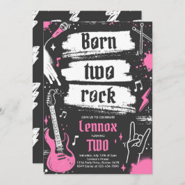 Invitación Fiesta de rock y rollo nacido dos cumpleaños de ro