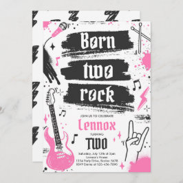 Invitación Fiesta de rock y rollo nacido dos cumpleaños de ro