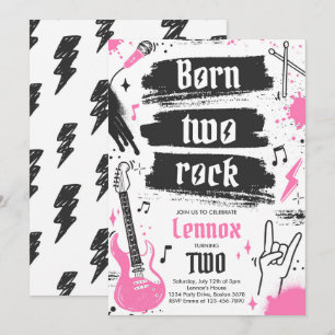 Invitación Fiesta de rock y rollo nacido dos cumpleaños de ro