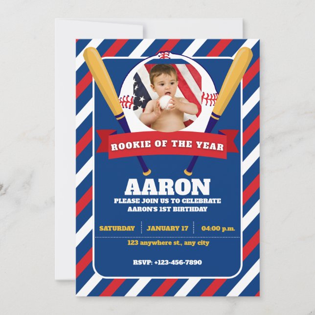 Invitación Fiesta de Rookie of the Year Photo Kid (Anverso)