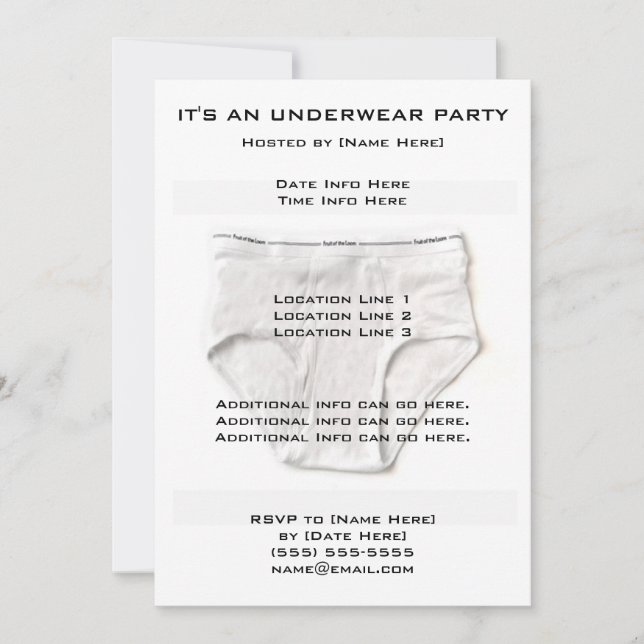 Invitación Fiesta de ropa interior invita (Anverso)