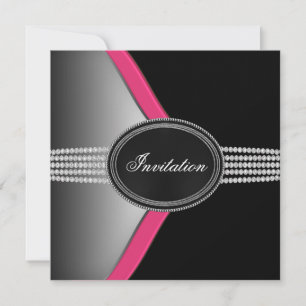 Invitación Fiesta de Rosa Caliente y Negro