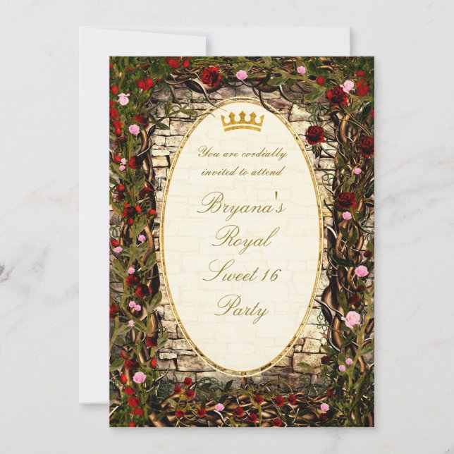 Invitación Fiesta de Rosa de la princesa de Storybook Vintage (Anverso)