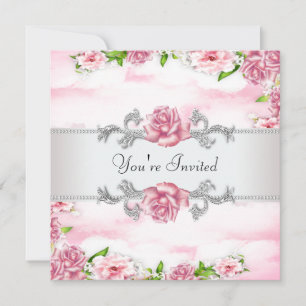 Invitación Fiesta de Rosa Rosa para Todas las Ocasiones