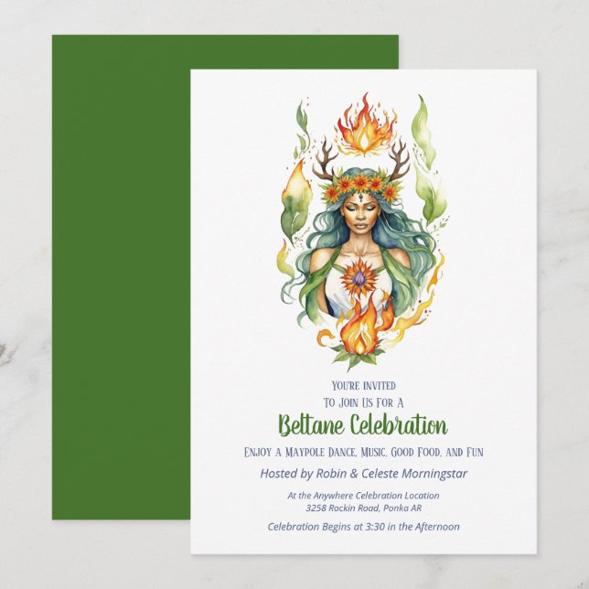 Invitación Fiesta de Sabbat Floral de la Diosa del Verano del (Anverso / Reverso)