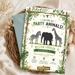 Invitación Fiesta de Safari en la Jungla para Cumpleaños 4